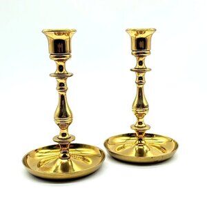 Vintage Baldwin Forged Solid Polished Brass Candlesticks